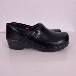 Sanita Black Leather Professional Clog Shoes